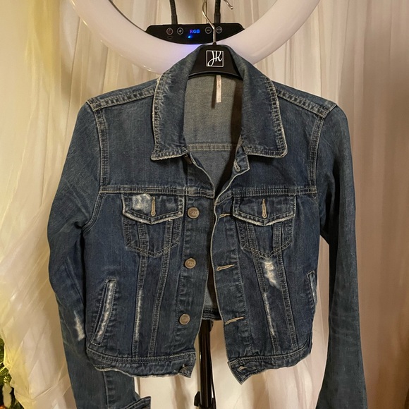 Free People Distressed Blue Jean Jacket - Picture 3 of 6